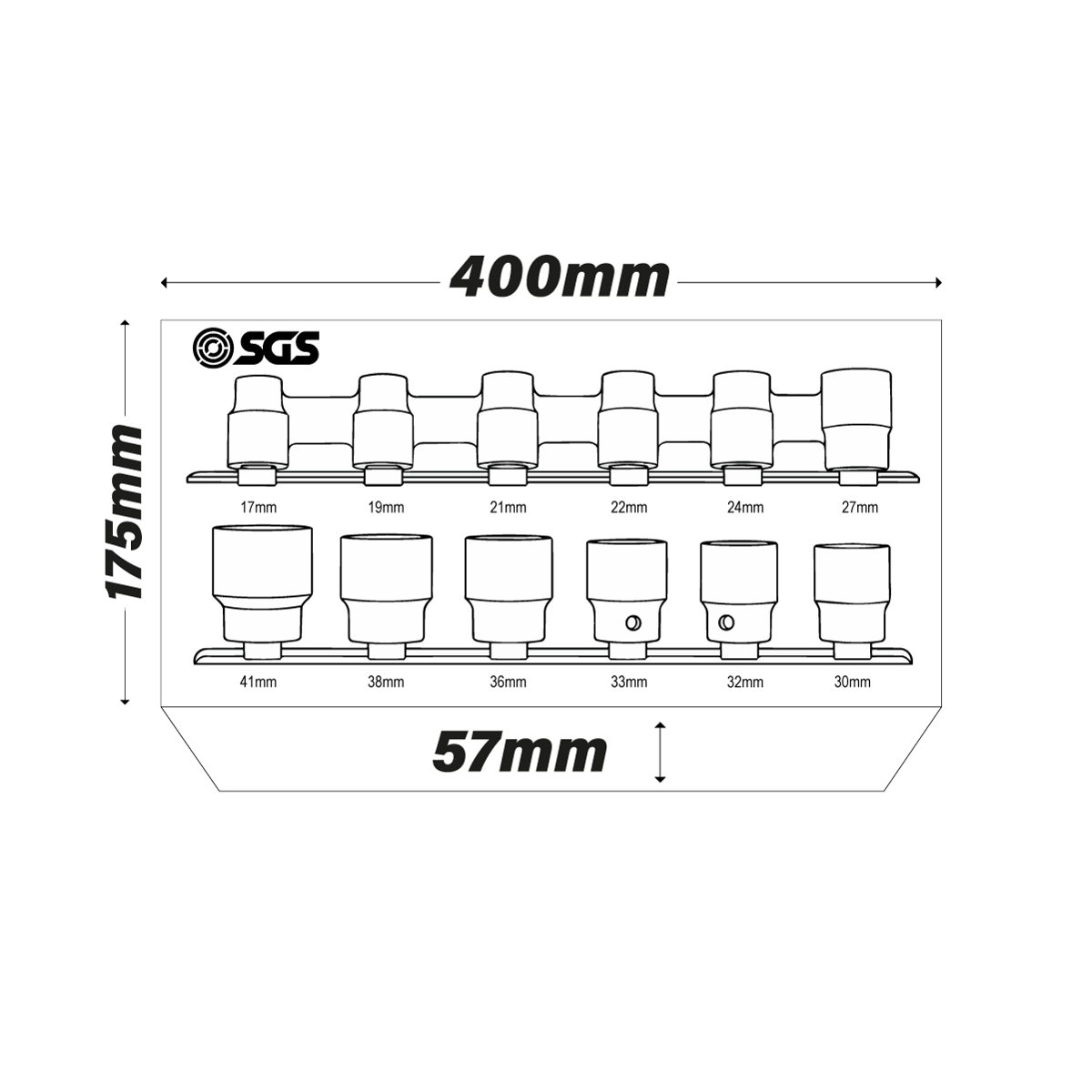 SGS 12pc 3/4in Drive Socket Set | 17mm-41mm | Foam Insert